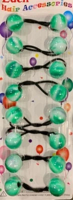 Green & White Swirl 18mm Ponytail Holder, Hair Tie, Ballies/Knockers, metal-free - Image 1 of 2