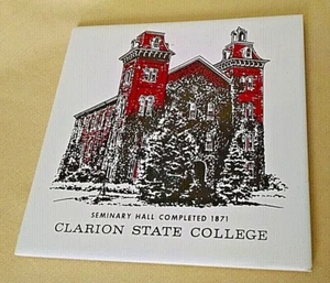 CLARION STATE COLLEGE TRIVET TILE SEMINARY HALL COMPLETED 1871 6" SQ ENGLAND. - Picture 1 of 7