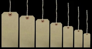 Brown Buff Strung Tie On Tags Labels Retail Luggage Tags With String Free Del - Picture 1 of 2