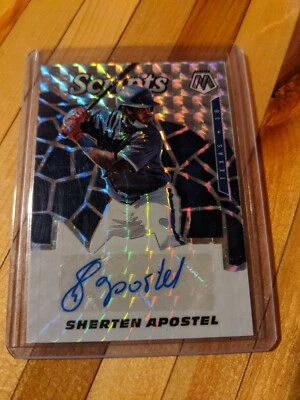 Sherten Apostel Rangers 2021 Panini Mosaic ROOKIE SCRIPTS REFRACTOR AUTO! SCR-SA - Image 1 of 2