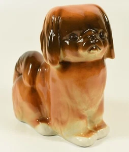Süße Lomonossow UdSSR sitzende Pekingese Figur ~ braun und hellbraun - Bild 1 von 3