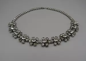 Vintage Collana Kramer girocollo strass floreale metà secolo Hollywood Regency - Foto 1 di 13