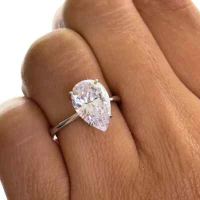 4.00 Ct Certified Treated White Diamond Solitaire Ring 925 Silver Great Shine - Image 1 of 4