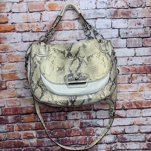 Coach 19325 Kristin Python Embossed Leather Round Satchel White $598 MSRP - Picture 1 of 12