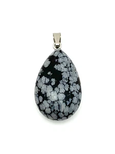 Natürliche Schneeflocke Obsidian Träne Anhänger mit Kaution - Bild 1 von 1