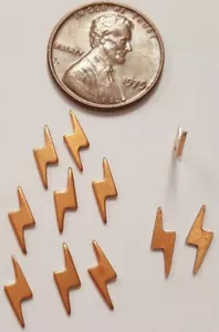 18 VINTAGE LIGHTNING BOLT FLAT 10x4mm COPPER COATED STAMPING FINDINGS N123 - Picture 1 of 3