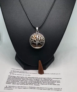 OJO DE TIGRE MAS ARBOL DE LA VIDA COLLAR PROTECCION DINERO BUENA SUERTE 1PC - Picture 1 of 4
