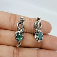 Unique Oval Natural Emerald Snake Earrings 925 Sterling Silver Christmas Gifts