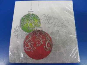Jingle Bells Winter Christmas Ornaments Holiday Party Paper Luncheon Napkins - Picture 1 of 1