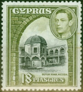 Cyprus 1938 18pi Black & Olive-Green SG160 Fine MM (2) - Picture 1 of 1
