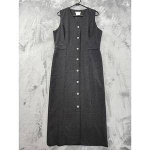 Vintage 90s Talbots Wool Blend Sleeveless Button Front Sheath Dress Size 8 Gray - Picture 1 of 11