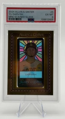 2024 Allen & Ginter Yu Darvish Mini Stained Glass Framed PSA EX-MT 6 - Image 1 of 2