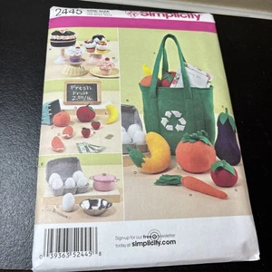 Simplicity 2445 Toy Felt Food Egg Carton Bag Fruits Vegetables Cupcakes Pattern - Picture 1 of 3
