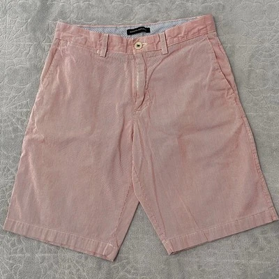 Pantalones Cortos Banana Republic Para Hombre 30 pulgadas Rojo Blanco Rayas Algodón Chino Frente Plano Preppy Foto 1 de 4