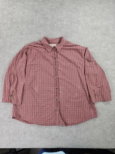 Camisa Eddie Bauer para mujer 2XL roja a cuadros manga 3/4 lengüeta enrollable botón delantero algodón - Imagen 1 de 13