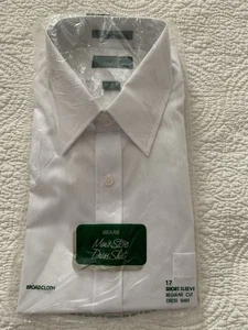 Camicia elegante vintage Sears uomo negozio taglia 17 bianca manica corta tela larga NOS - Foto 1 di 9