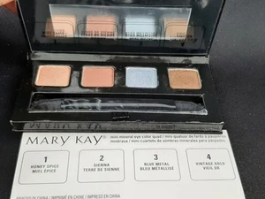 Mary Kay Mini Mineral Eye Color Quad Honey Spice Sienna Blue Metal Vintage Gold - Picture 1 of 6