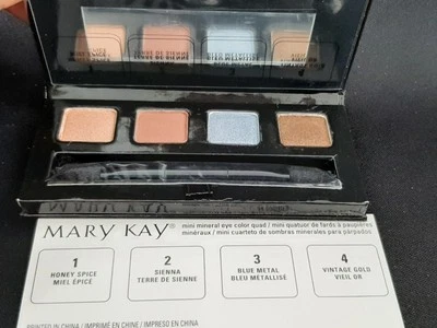 Mary Kay Mini Mineral Eye Color Quad Honey Spice Sienna Blue Metal Vintage Gold - Image 1 of 4
