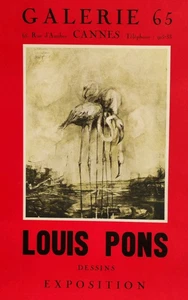 Affiche originale 1959 Exposition LOUIS PONS Galerie 65 à Cannes /RS120 - Picture 1 of 2