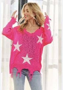 Neu mit Etikett Kld Strickpullover Hot Pink Jakobsmuschelmuster Größe L - Bild 1 von 5