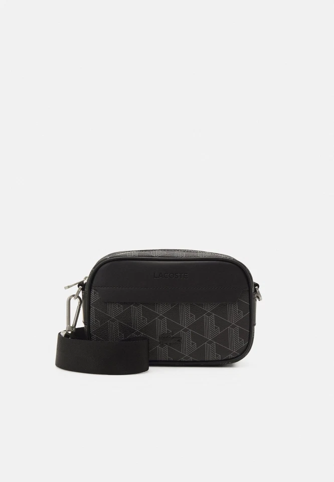 Pochette Lacoste Uomo nera e grigia, a tracolla regolabile | Nuovo - Imagen 1 de 1