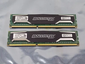 Lot of 2 Crucial Ballistix Sport 16GB 2x8GB DDR3 1333MHZ UDIMM GAMING 240Pin RAM - Picture 1 of 6