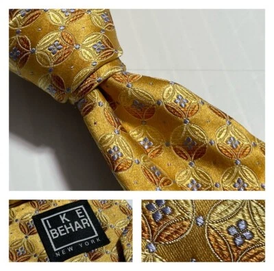 Corbata medallón azul IKE BEHAR Gold Geo Lt tejida seda a mano hecha en EE. UU. Foto 1 de 4