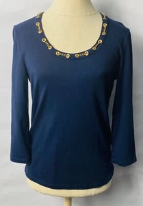 Women’s Top Long Sleeves Size S Navy Stretch - Picture 1 of 3
