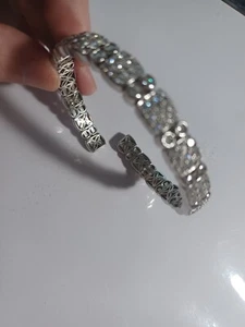 QVC Affinity Diamond CZ Sterling Silver 925 Cuff Bracelet Holiday Gift - Picture 1 of 5