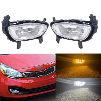 Par de faros antiniebla delanteros LED ámbar con luz de circulación blanca para Kia Rio K2 sedán 12-15 Foto 1 de 4