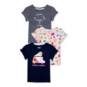 3 Pck of T- Shirts Ruffle Sleeves For girls Color Dark Blue with Ice Cream Print - Picture 1 of 4