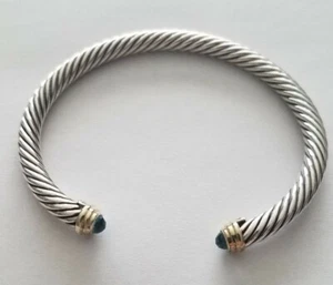 David Yurman Cable Classic Collection Bracelet Blue Topaz & 18K Yellow Gold 4mm - Picture 1 of 12