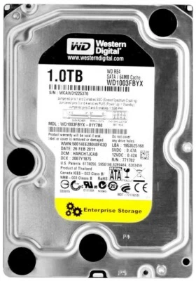 FESTPLATTE WD BLACK 1TB Re 4 WD1003FBYX SATA II 64MB CACHE 7200U/min 3.5" Zoll - Bild 1 von 3