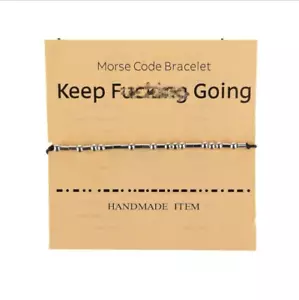 Armband Strand Schmuck Perlen Silber Morse Code Keep Geht Kordel Geschenk - Bild 1 von 3