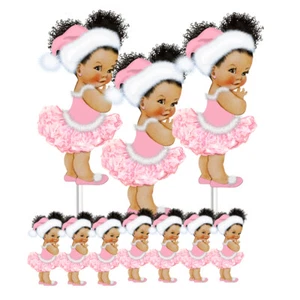 Bailarina de Navidad Rosa Blanco Santa Sombrero Cumpleaños Centros de mesa Baby Shower Decoración - Imagen 1 de 5