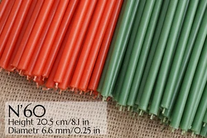 Wachskerzen, rote + grüne Kerzen №60, Ritualkerzen, 10er Set-100 Kerzen - Bild 1 von 5