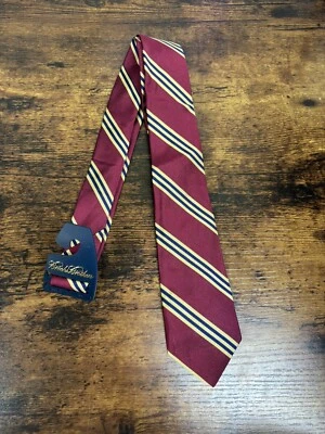Corbata Brooks Brothers Borgoña con Corbata Azul y Beige 100% Seda Para Hombre 51" Foto 1 de 4