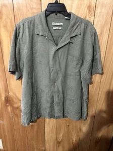 Men’s Batik Bay 100% Silk Hawaiian Style Palm Trees Short Sleeve Sz L Mach. Wash - Picture 1 of 8