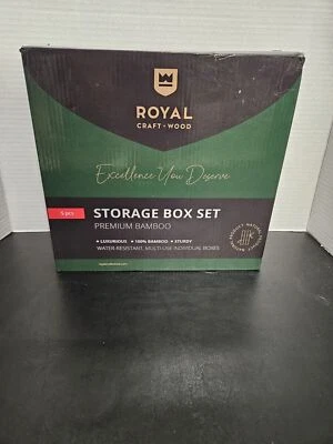 NIB Luxury Bamboo Drawer Organizer Storage Box, Bin Set - Multi-Use Drawer  - Image 1 of 4