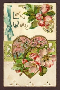 LIEBE WÜNSCHE GRUSSKARTE RAPHAEL TUCK & SONS LIMITIERT CUTWORK GEPRÄGT - Bild 1 von 4