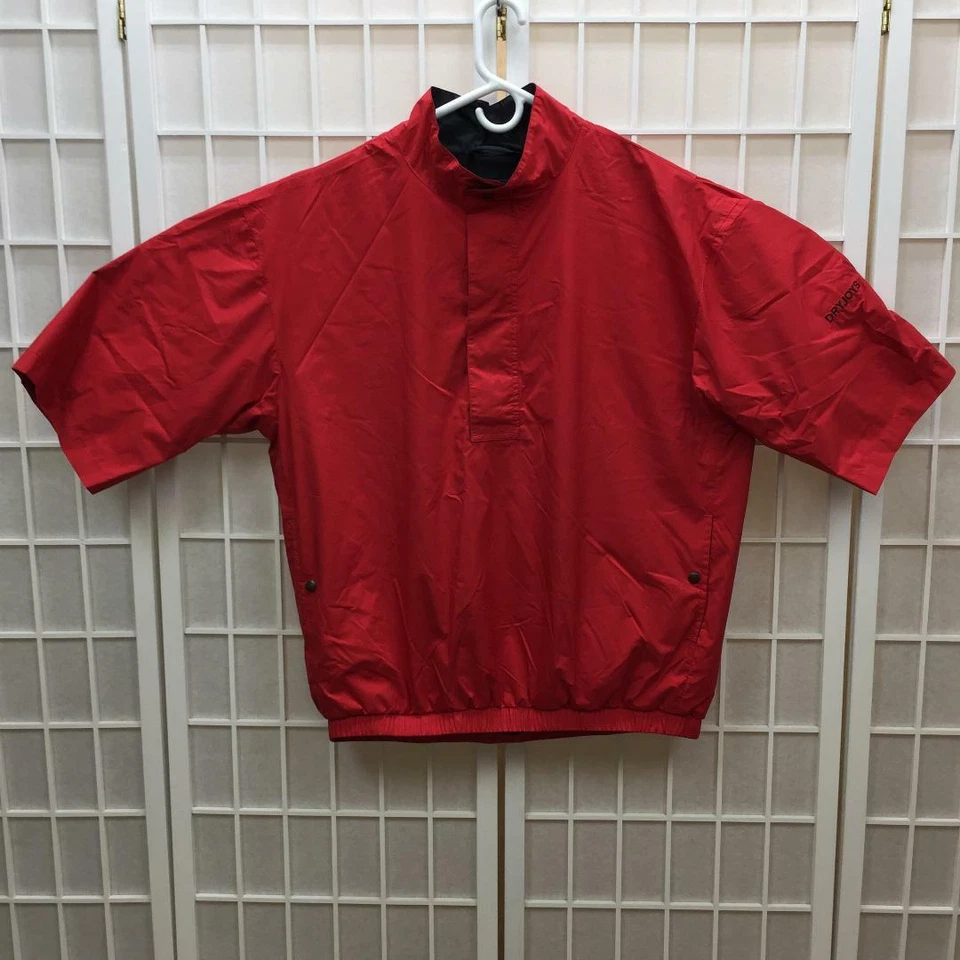 Foot Joy Dry Joys Rain Shirt Jacket Men's Sz Large Short Sleeve Red Black Lined — 第 1/4 张图片