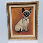 Siamese Cat Paint By Number Framed 9" X 12"  Painting 1970s Craft Master