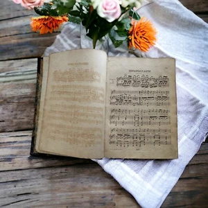 Antique Bound Music Collection. - Early 1800s. Old Music Book. Marbled End Pages - Picture 1 of 10