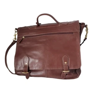 Austin Reed Brown Leather Crossbody Laptop/Briefcase Man Bag Messenger Bag Basic - Picture 1 of 8