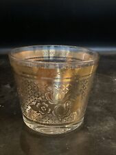 starlyte vintage glass 5x6 In Open Ice Bucket Gold Rose Design