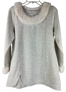 Maglione donna Apres Ski morbido dintorni taglia S bordo pelliccia argento Natale - Foto 1 di 9