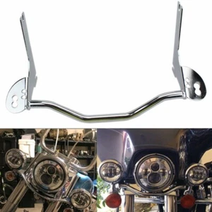 Chrome Spot Passing Light Auxiliary Lamp Bar Mount Bracket For Road King 1994-13 - Picture 1 of 12
