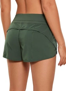 CRZ YOGA Women's Quick Dry Workout Running Shorts Mesh Liner X-Large Olive Green - Picture 1 of 7