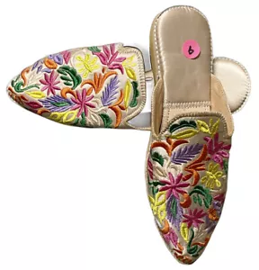 Marokkanischer Babouche Stickschuhe Damen Schläfer Handarbeit in Fes Marokko - Bild 1 von 9