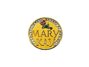 MARY KAY AWARD PIN GOLD TONE METAL JACKET PINBACK COLLECTIBLE JEWELED STONES - Picture 1 of 2